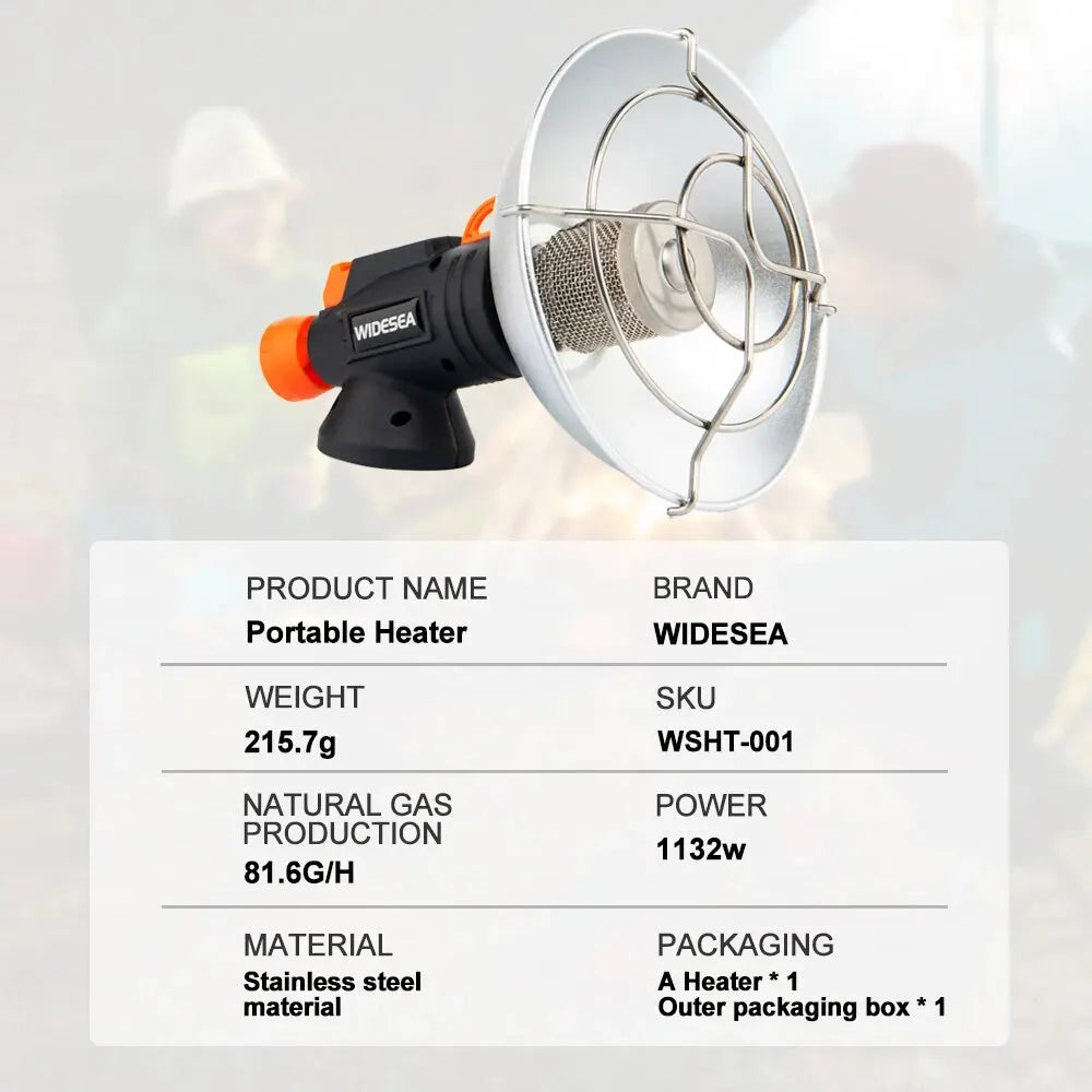 Widesea Camping Heater – Portable Stainless Steel Outdoor Fireplace & Gas Burner for Winter Camping, Hiking & Survival