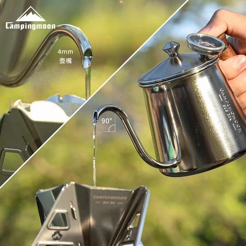 CAMPINGMOON 304 Stainless Steel Coffee Hand Pot – Precision Pour-Over Kettle for Outdoor Brewing