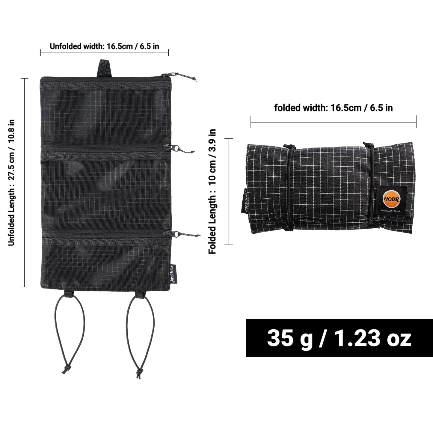 HODRGEAR Ultralight Toiletries Organizer – UHMWPE Gridstop