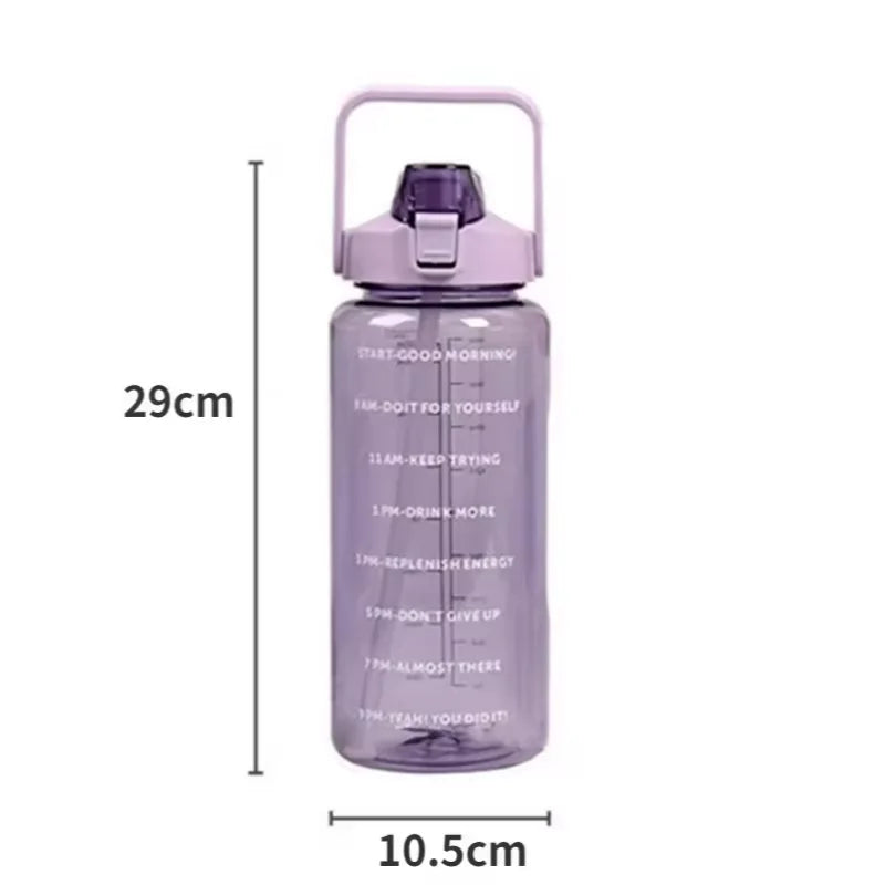 2L Large Capacity Water Bottle with Straw