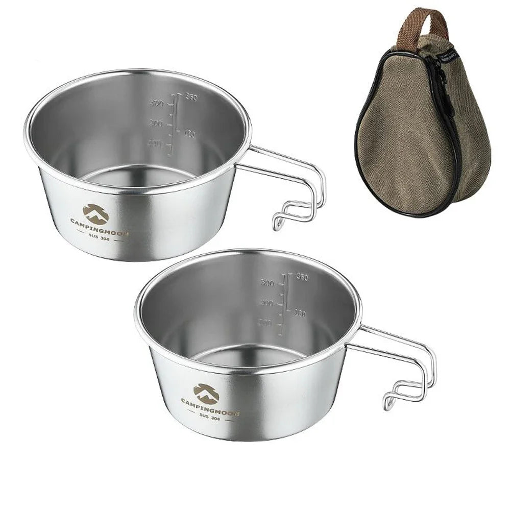 CAMPINGMOON 450ml Sierra Bowl – Stainless Steel Outdoor Tableware with Storage Bag
