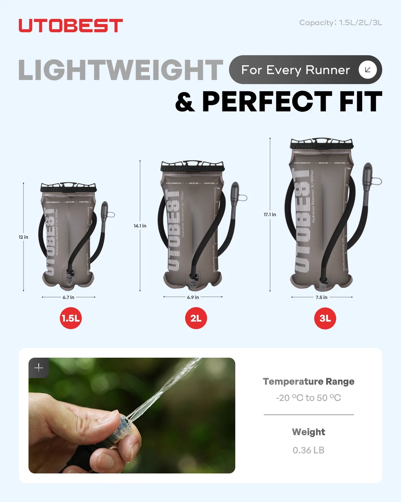 1.5L / 2L / 3L Water Bladder Hydration Pack Reservoir