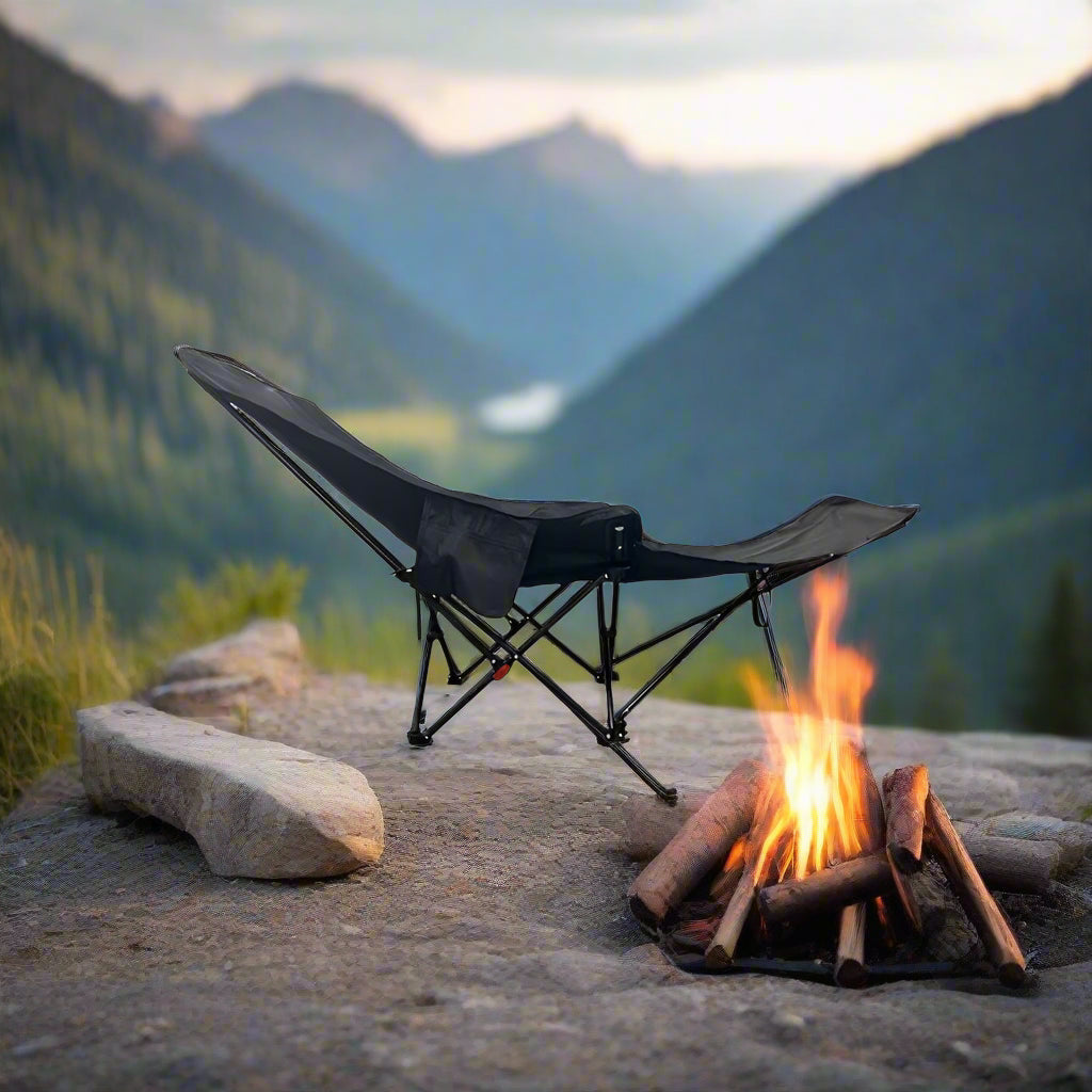 Portable Folding Recliner Chair – Curved Headrest & Leg Rest for Ultimate Outdoor Comfort