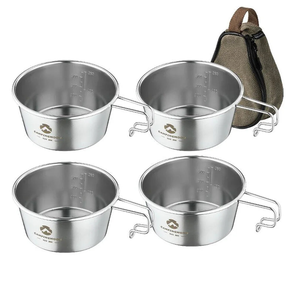 CAMPINGMOON 450ml Sierra Bowl – Stainless Steel Outdoor Tableware with Storage Bag