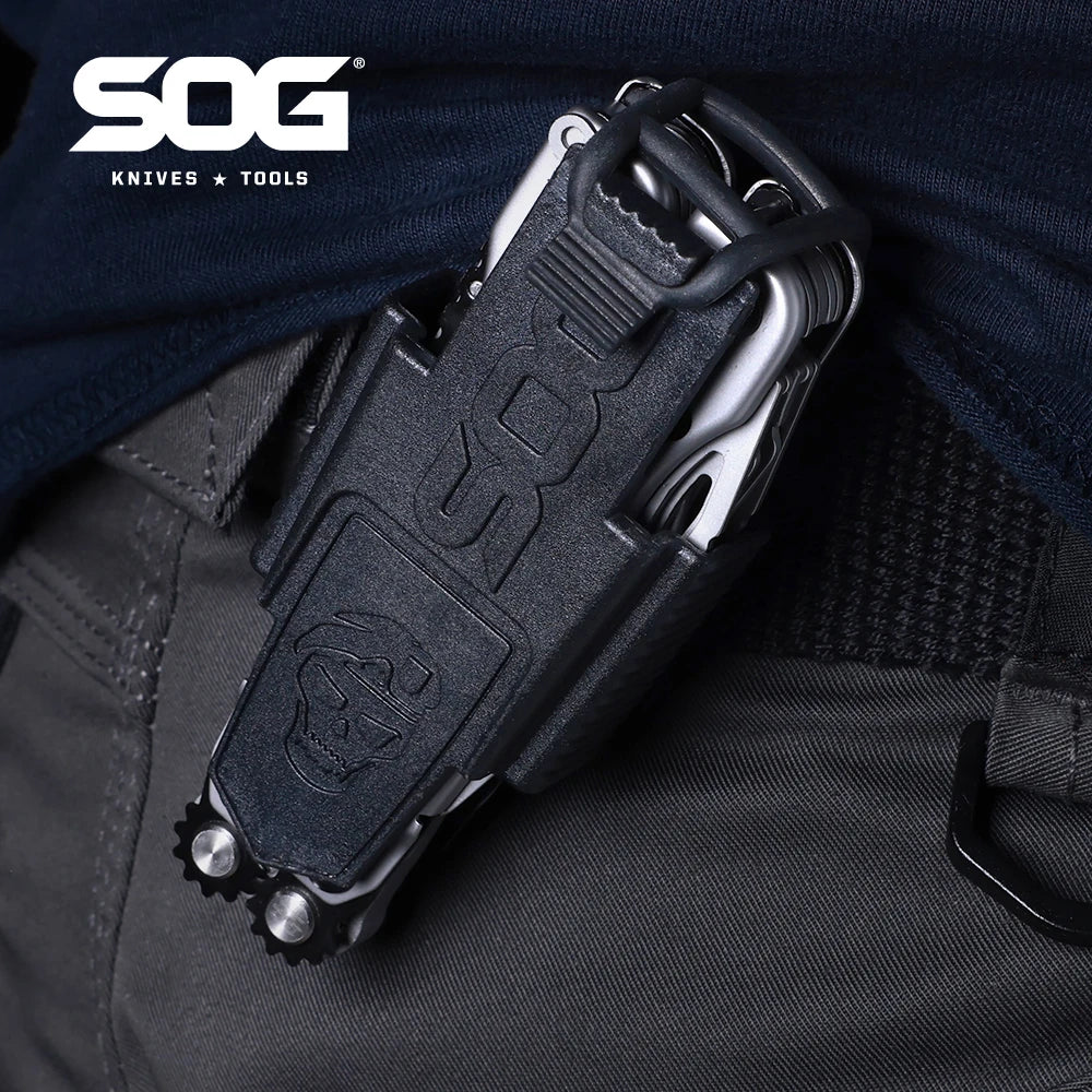 SOG Durable Nylon Belt Sheath – Compact Multi-Tool Pouch with Secure Snap Closure & Back Clip for EDC