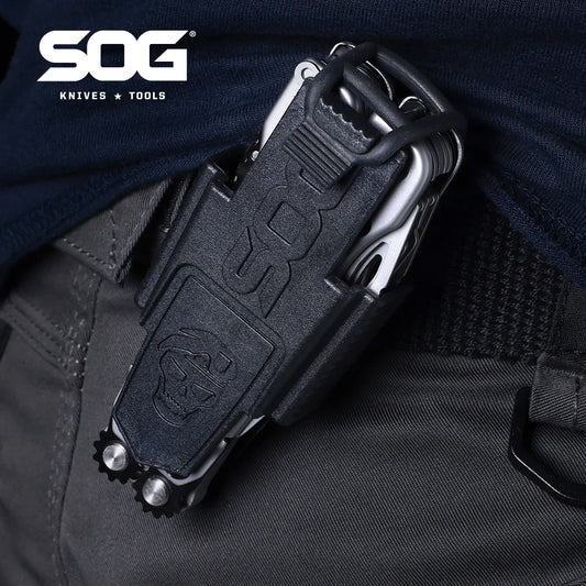 SOG Durable Nylon Belt Sheath – Compact Multi-Tool Pouch with Secure Snap Closure & Back Clip for EDC