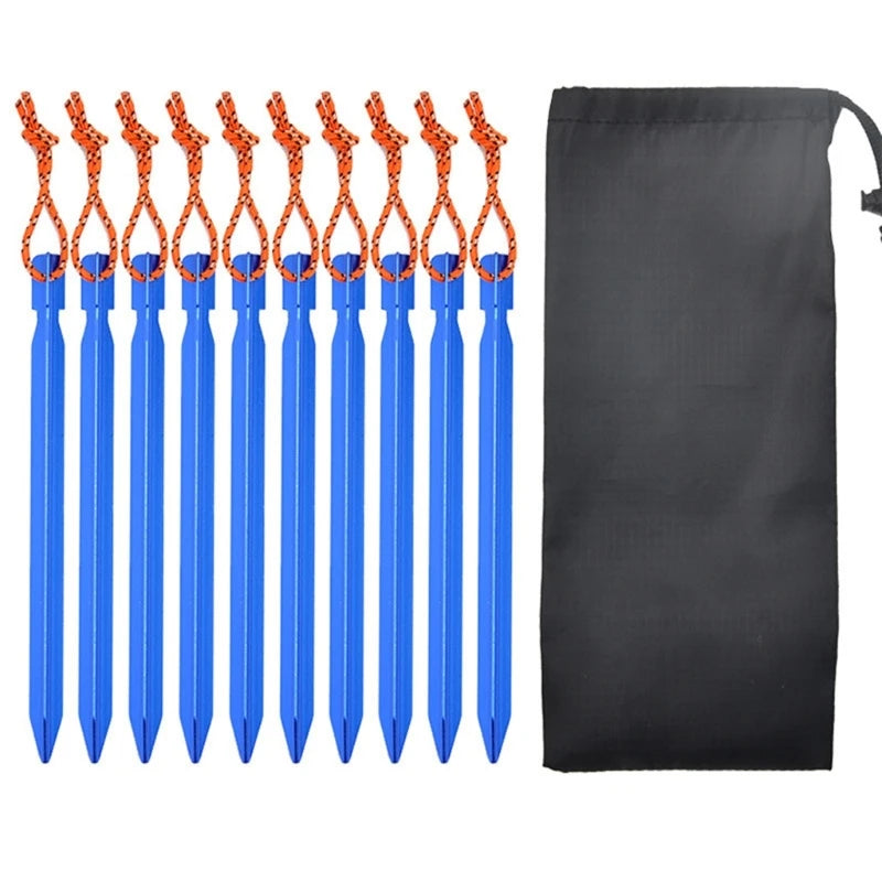 10Pcs Heavy-Duty Aluminum Alloy Tent Stakes – Secure Your Shelter Anywhere