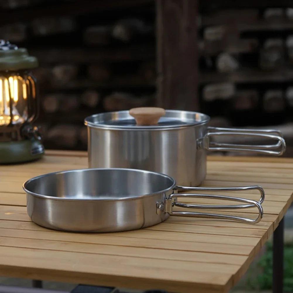 Outdoor Camping Pot Set – Durable Stainless-Steel Tableware for Every Adventure