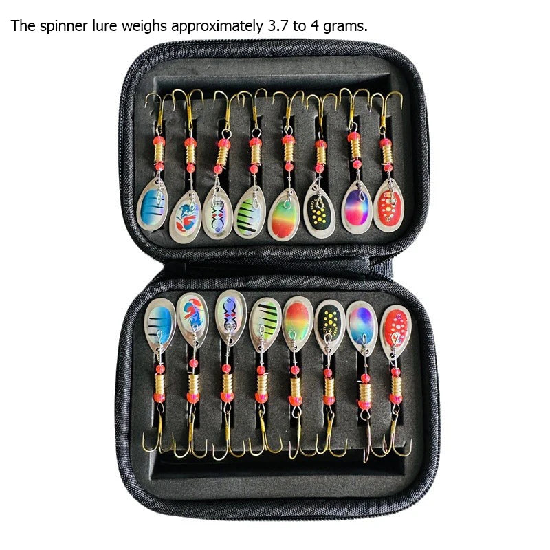 Metal Spinner Spoon Lure Kit Hard Bait Tackle with High-Strength Hooks for Bass Pike Trout Freshwater/Saltwater Fishing