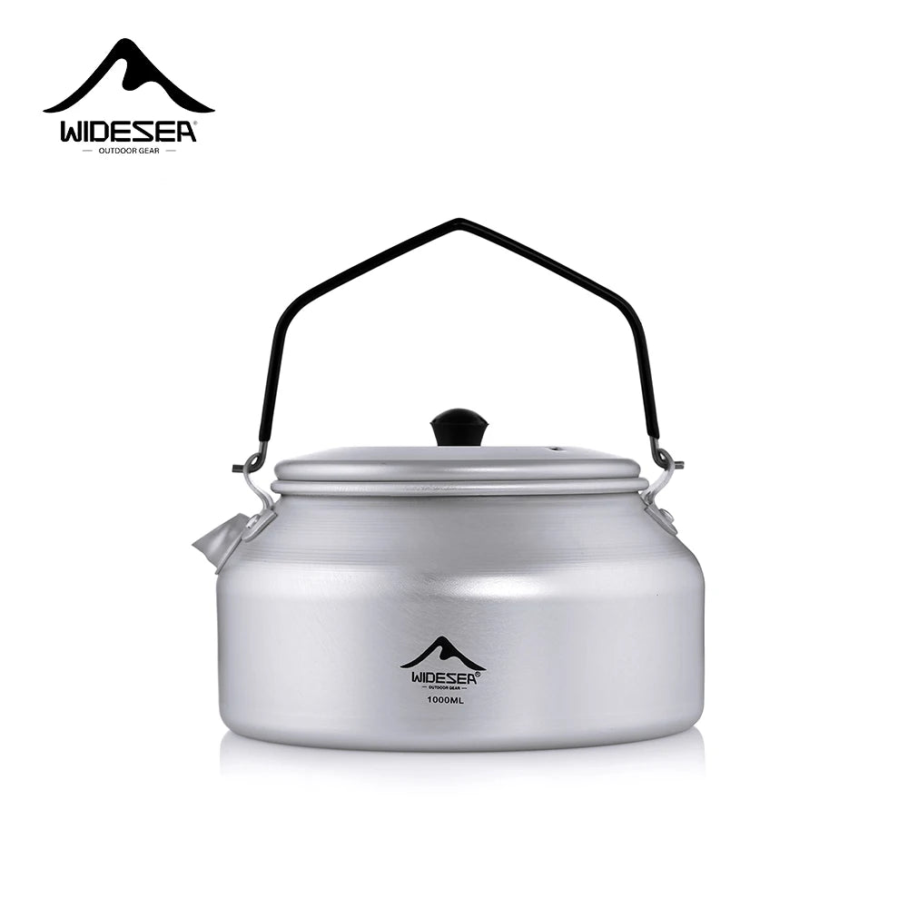 Widesea 1L Camping Kettle – Pure Aluminum Outdoor Cookware with Removable Handle Design