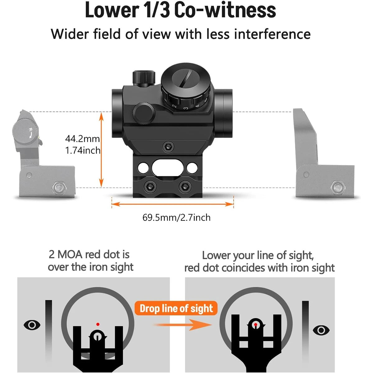 2 MOA Red Dot Sight – 1×25mm Reflex Optic